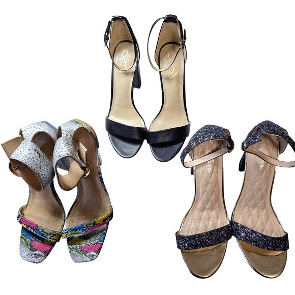 Forever Shoes - Forever + More Size 10 Women's Sandals Lot of 3 Pairs Bulk Shoes Open Toe Snake